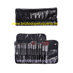 MANTA 15 PINCELES DE MAQUILLAJE de pelo sintético BIFULL PERFECT BEAUTY