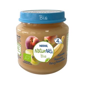 Puré Naturnes Bio manzana, plátano, pera y melocotón Nestlé 120 g