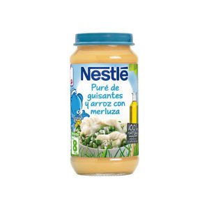 Puré tarrito guisantes y arroz con merluza 250 g